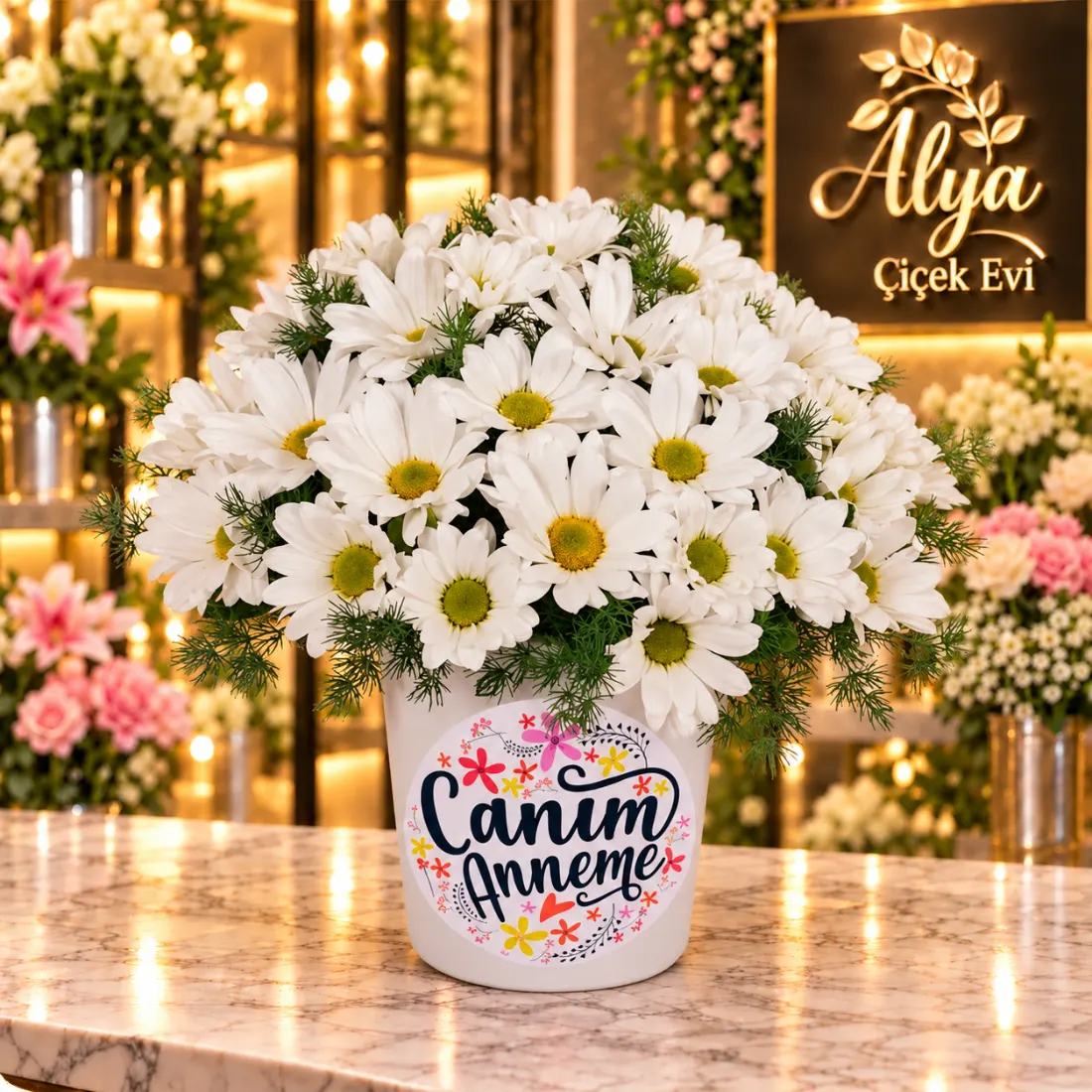 Canım Anneme – Vazoda Beyaz Papatyalar