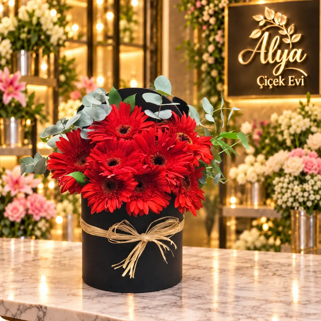 Kutuda Kırmızı Gerbera Aranjmanı